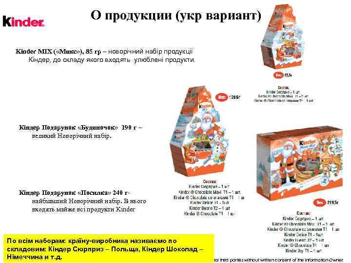 О продукции (укр вариант) Kinder МIX ( «Микс» ), 85 гр – новорічний набір