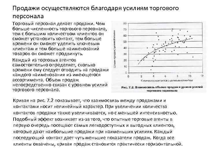 Продажи осуществляются благодаря усилиям торгового персонала Торговый персонал делает продажи. Чем больше численность торгового
