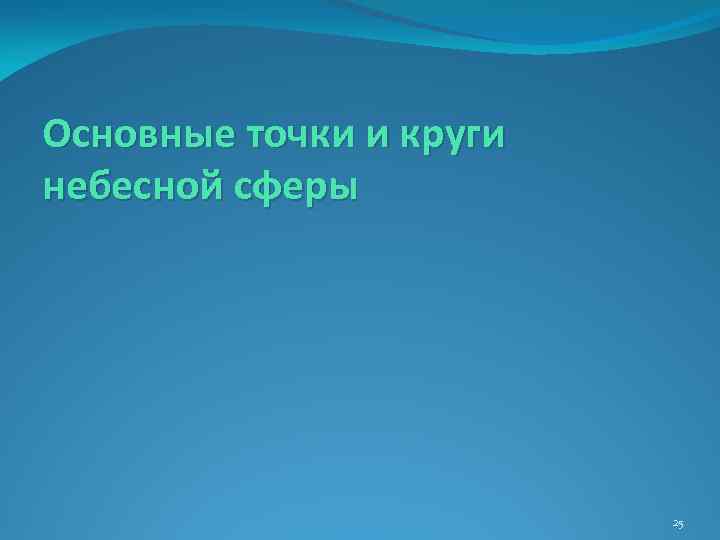 Основные точки и круги небесной сферы 25 