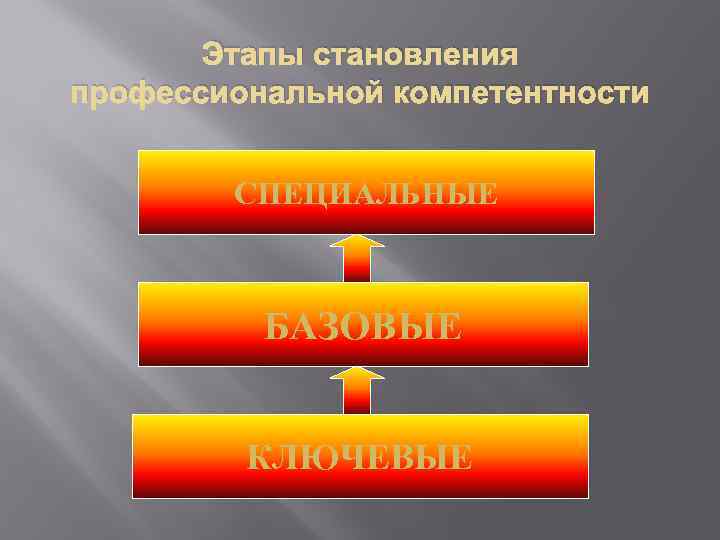 Этапы становления профессиональной компетентности СПЕЦИАЛЬНЫЕ БАЗОВЫЕ КЛЮЧЕВЫЕ 