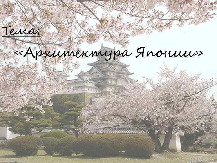 Тема: «Архитектура Японии» 