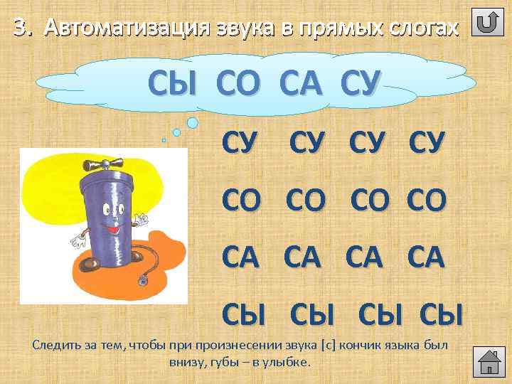 3. Автоматизация звука в прямых слогах СЫ СО СА СУ СУ СУ СО СО