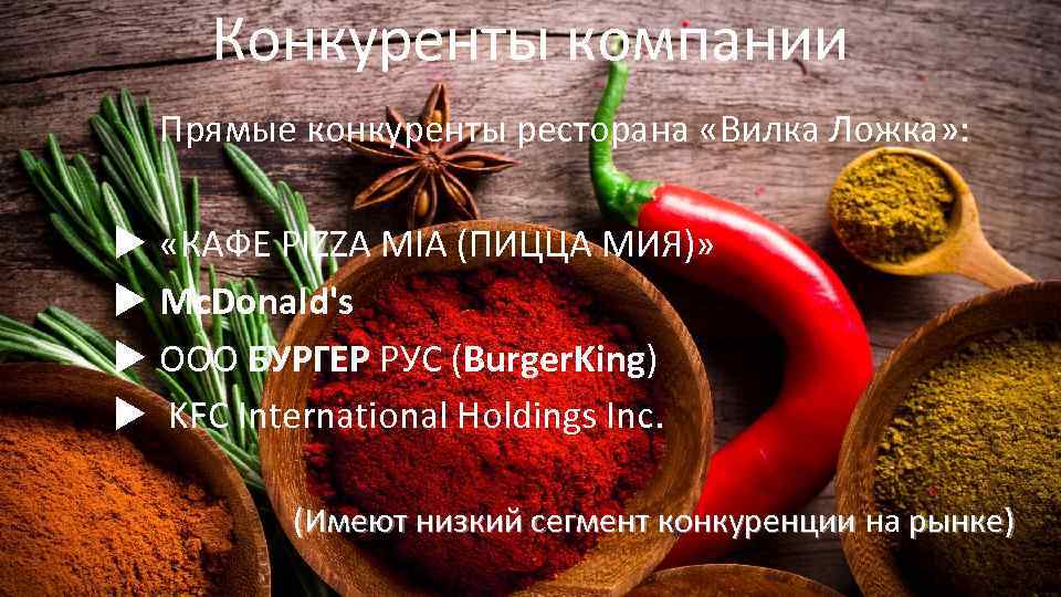 Конкуренты компании Прямые конкуренты ресторана «Вилка Ложка» : «КАФЕ PIZZA MIA (ПИЦЦА МИЯ)» Mc.