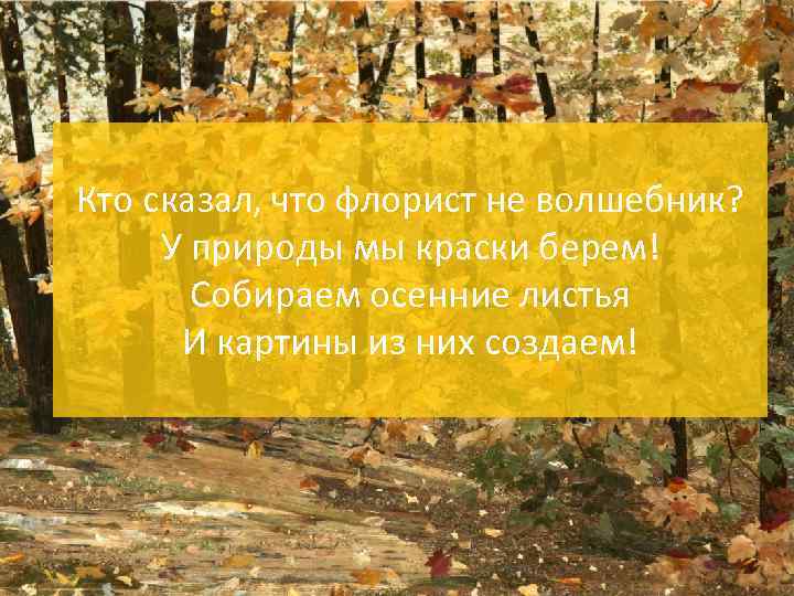 Кто сказал, что флорист не волшебник? У природы мы краски берем! Собираем осенние листья