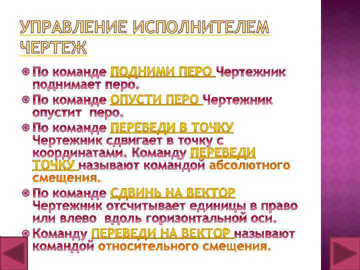 УПРАВЛЕНИЕ ИСПОЛНИТЕЛЕМ ЧЕРТЕЖ 