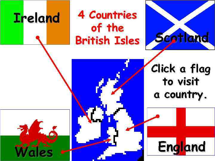 Ireland 4 Countries of the British Isles Scotland Click a flag to visit a