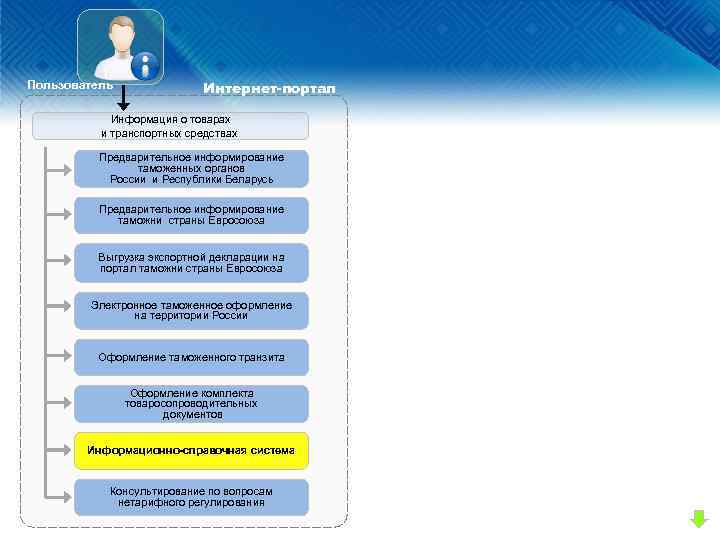 . Пользователь Интернет-портал Информация о товарах и транспортных средствах. Предварительное информирование таможенных органов России