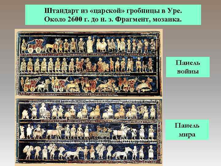 Штандарт из «царской» гробницы в Уре. Около 2600 г. до н. э. Фрагмент, мозаика.