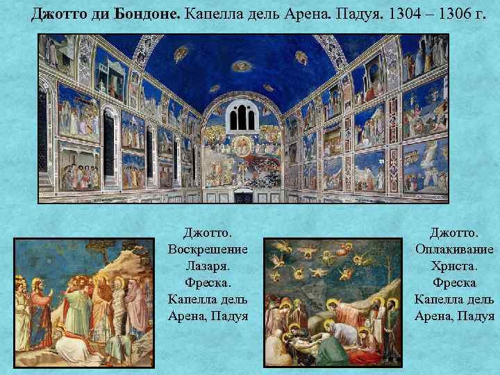 Джотто ди Бондоне. Капелла дель Арена. Падуя. 1304 – 1306 г. Джотто. Воскрешение Лазаря.
