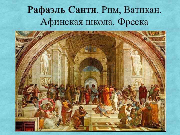 Рафаэль Санти. Рим, Ватикан. Афинская школа. Фреска 