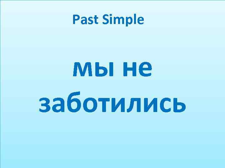 Past Simple мы не заботились 