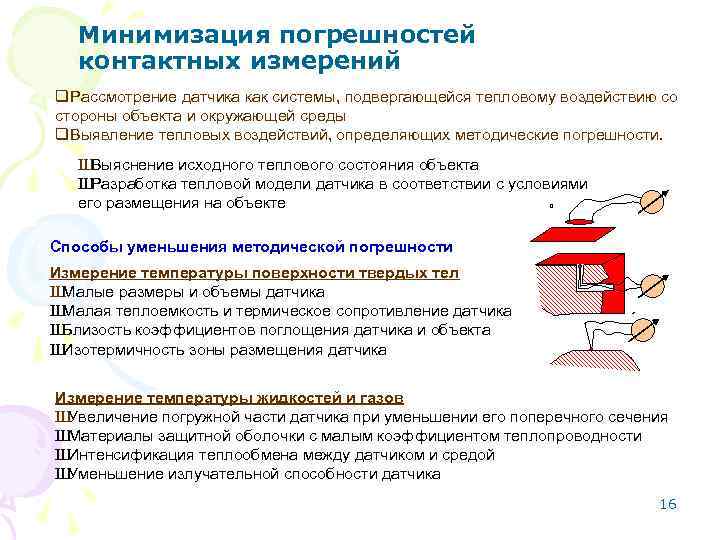 Минимизация погрешностей контактных измерений q. Рассмотрение датчика как системы, подвергающейся тепловому воздействию со стороны