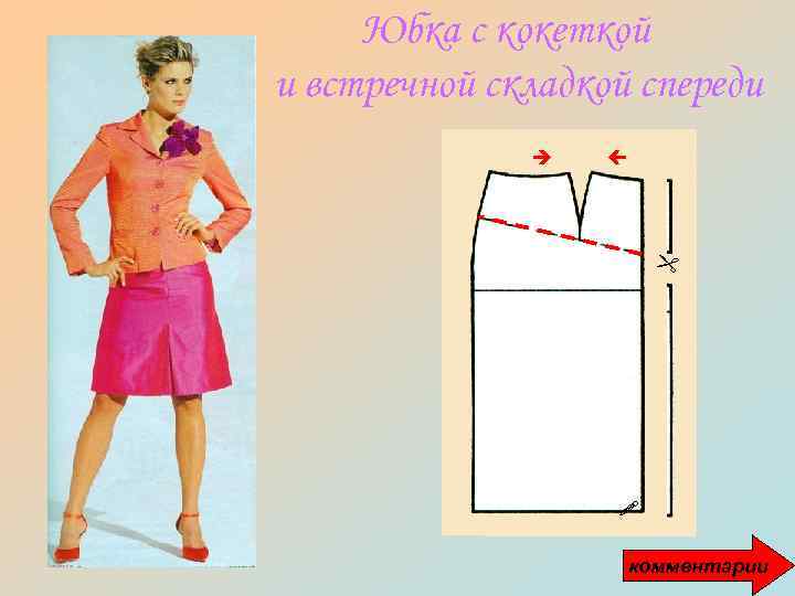 Юбка с кокеткой и встречной складкой спереди комментарии 