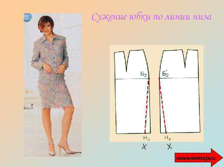  Сужение юбки по линии низа комментарии 