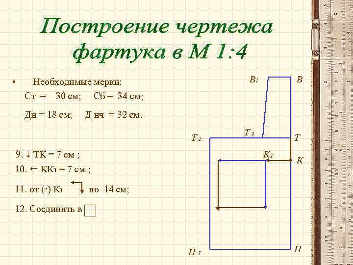  • В 1 Необходимые мерки: Ст = 30 см; Сб = 34 см;