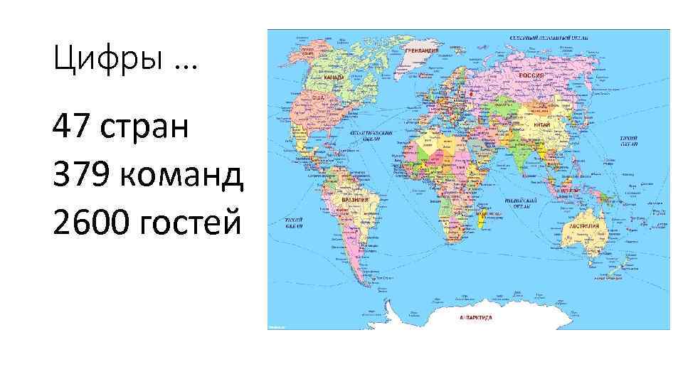 Цифры … 47 стран 379 команд 2600 гостей 