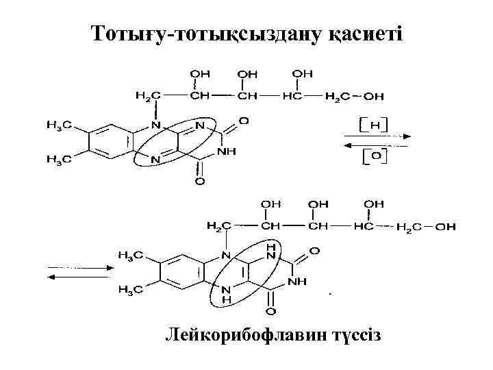 Тотығу-тотықсыздану қасиеті Лейкорибофлавин түссіз 