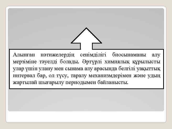 Алынған нәтижелердің сенімділігі биосынаманы алу мерзіміне тәуелді болады. Әртүрлі химиялық құрылысты улар үшін улану