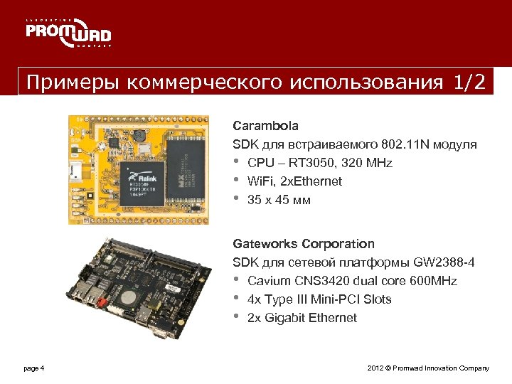 Примеры коммерческого использования 1/2 Carambola SDK для встраиваемого 802. 11 N модуля • CPU