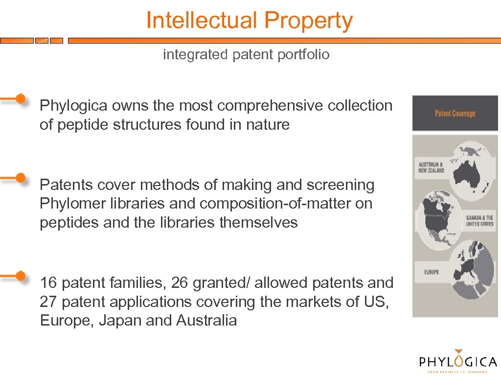 Intellectual Property integrated patent portfolio Phylogica owns the most comprehensive collection of peptide structures