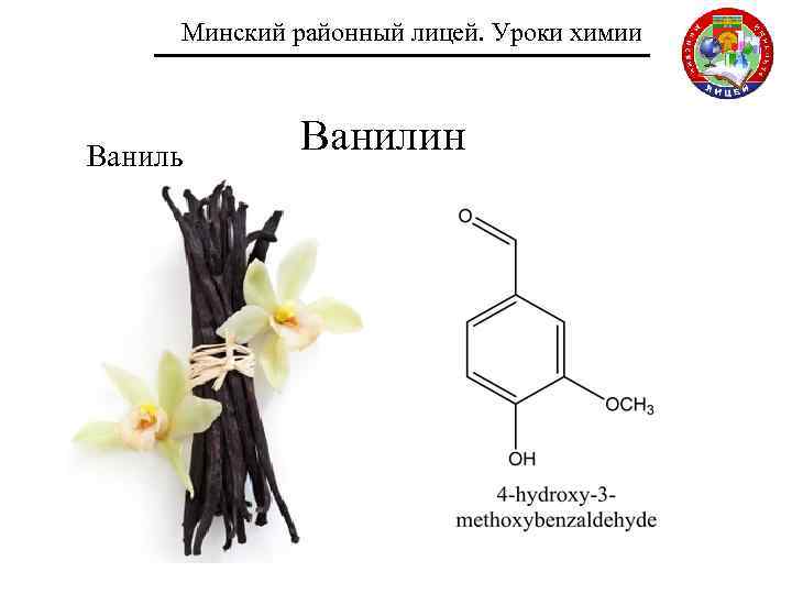 Минский районный лицей. Уроки химии Ваниль Ванилин 