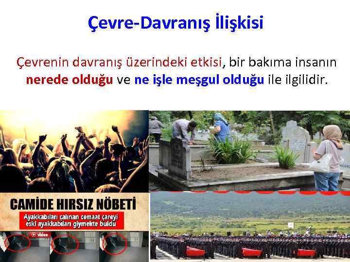 Çevre-Davranış İlişkisi Çevrenin davranış üzerindeki etkisi, bir bakıma insanın nerede olduğu ve ne işle