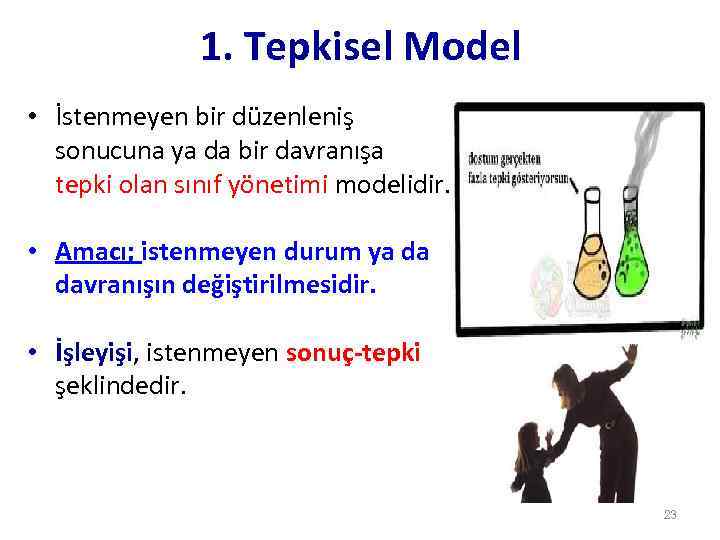 1. Tepkisel Model • İstenmeyen bir düzenleniş sonucuna ya da bir davranışa tepki olan