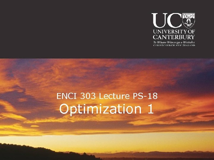 ENCI 303 Lecture PS-18 Optimization 1 