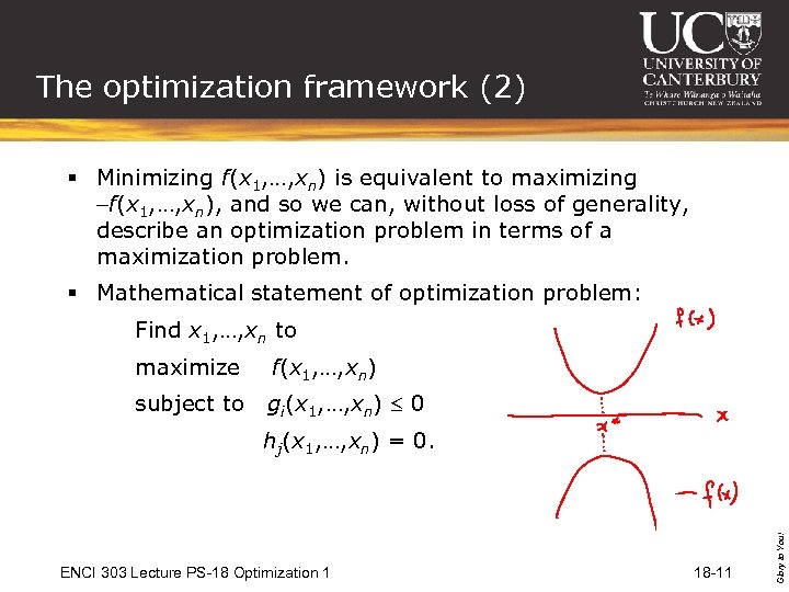 The optimization framework (2) § Minimizing f(x 1, …, xn) is equivalent to maximizing