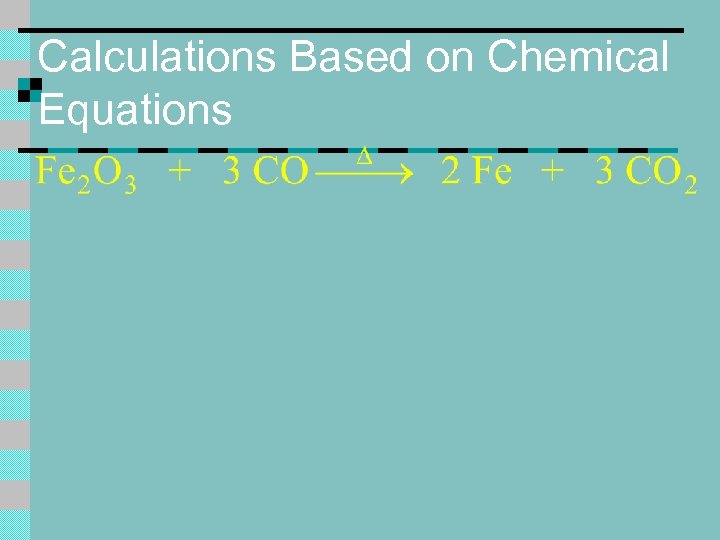 Calculations Based on Chemical Equations 
