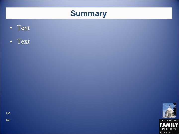 Summary • Text No. 