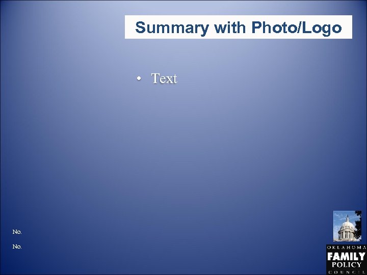 Summary with Photo/Logo • Text No. 