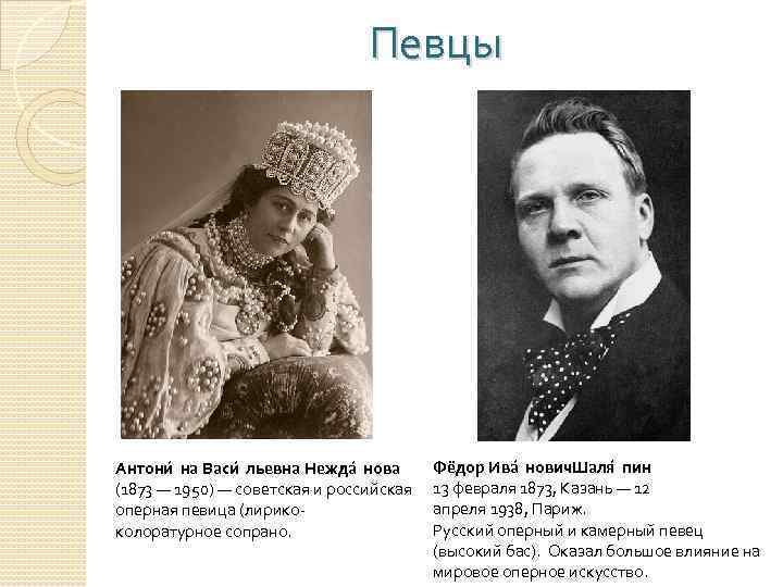 Певцы Антони на Васи льевна Нежда нова (1873 — 1950) — советская и российская