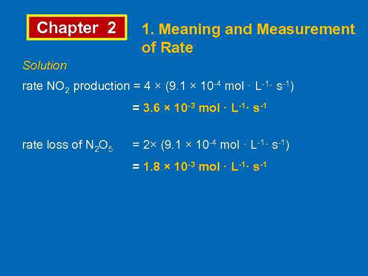 Chapter 2 1. Meaning and Measurement of Rate Solution rate NO 2 production =