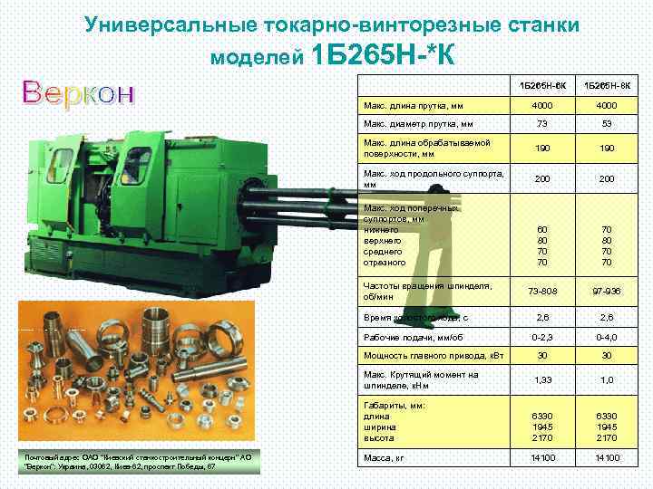 Универсальные токарно-винторезные станки моделей 1 Б 265 Н-*К 1 Б 265 Н-6 К 1