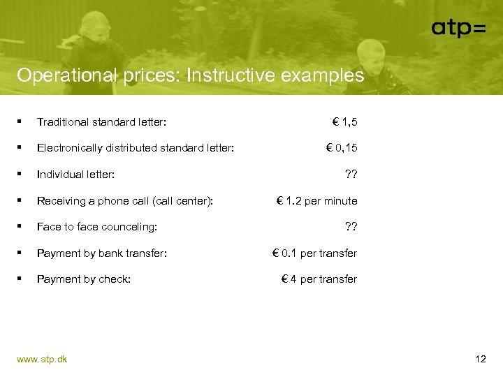 Operational prices: Instructive examples § Traditional standard letter: § Electronically distributed standard letter: §