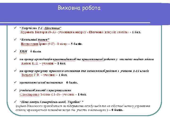 Виховна робота 