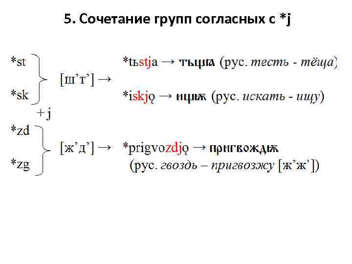 5. Сочетание групп согласных с *j 