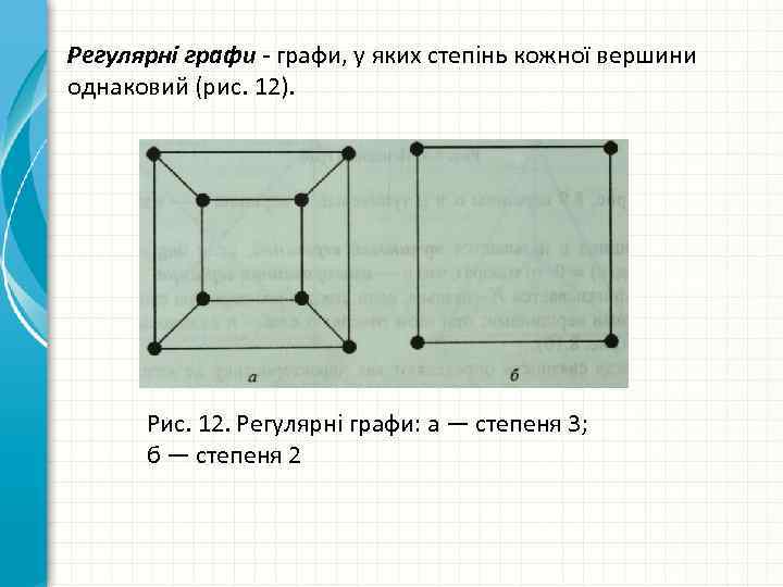 Регулярні графи, у яких степінь кожної вершини однаковий (рис. 12). Рис. 12. Регулярні графи: