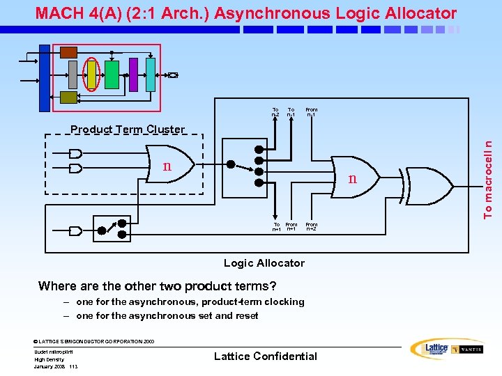 MACH 4(A) (2: 1 Arch. ) Asynchronous Logic Allocator To n-2 To n-1 From