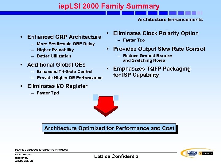 isp. LSI 2000 Family Summary Architecture Enhancements • Enhanced GRP Architecture – More Predictable