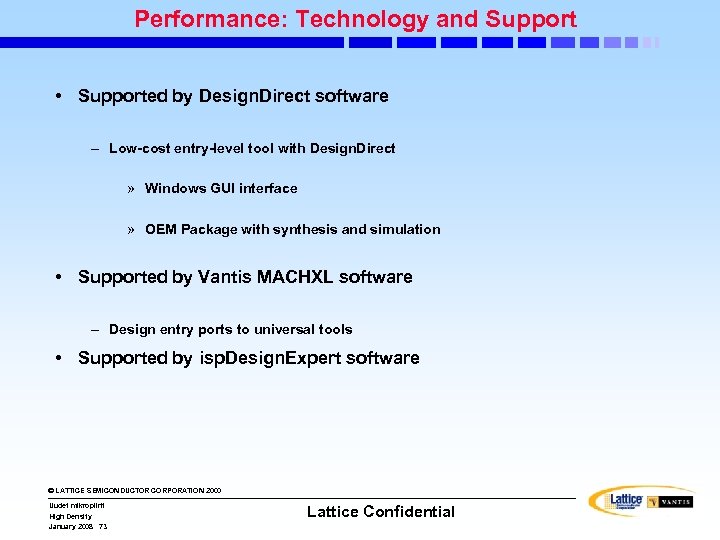 Performance: Technology and Support • Supported by Design. Direct software – Low-cost entry-level tool