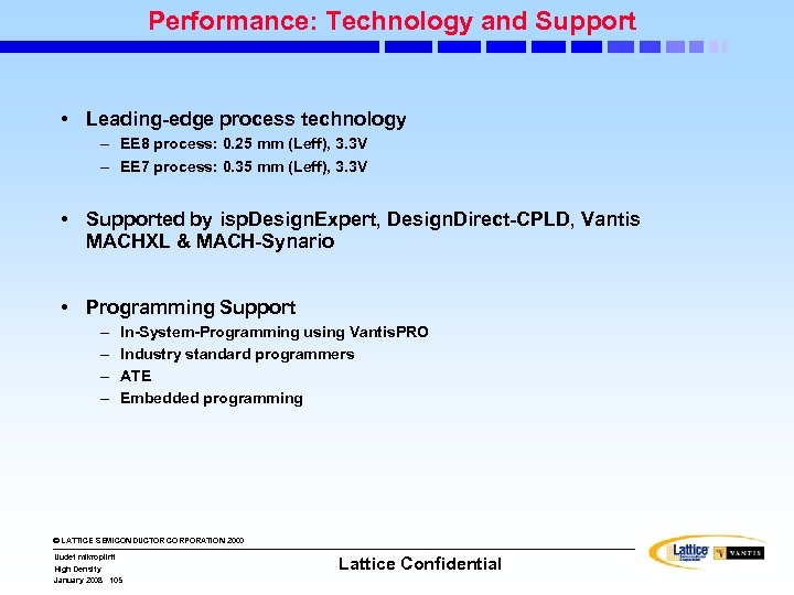 Performance: Technology and Support • Leading-edge process technology – EE 8 process: 0. 25