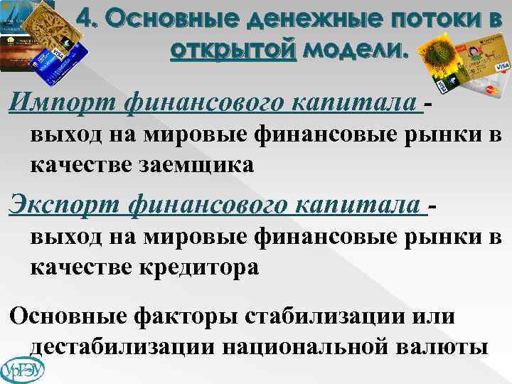 4. Основные денежные потоки в открытой модели. Импорт финансового капитала выход на мировые финансовые