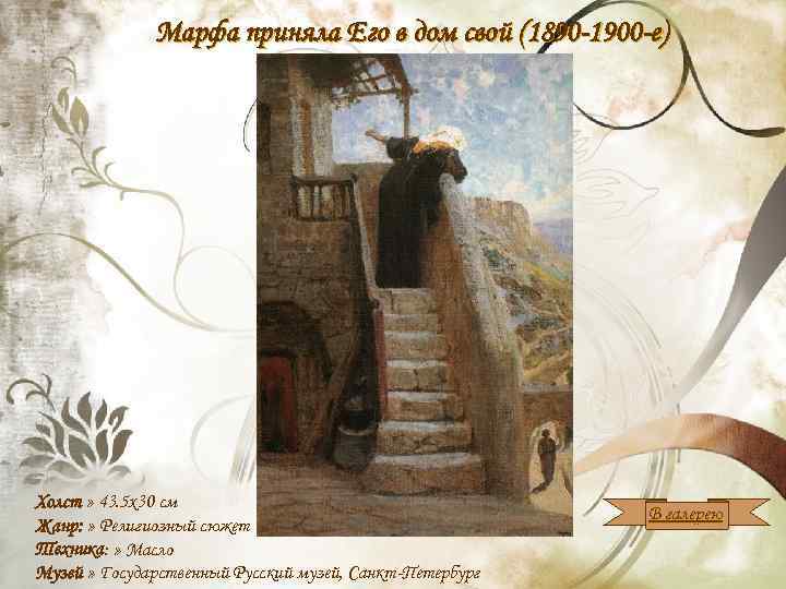 Марфа приняла Его в дом свой (1890 -1900 -е) Холст » 43. 5 x