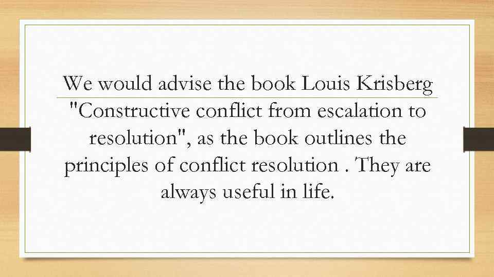 We would advise the book Louis Krisberg 