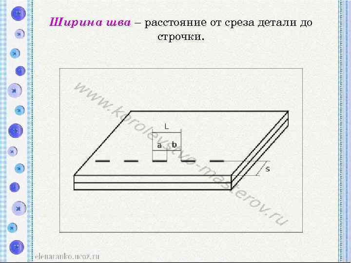 Ширина шва – расстояние от среза детали до строчки. 