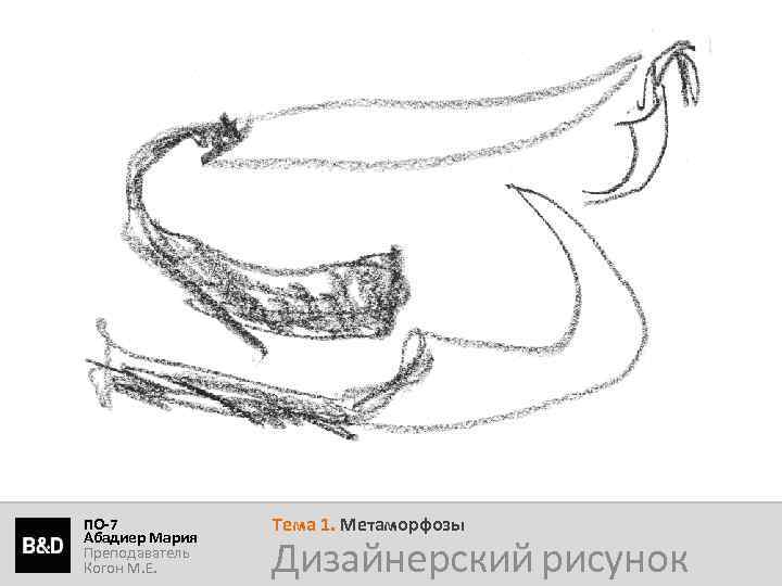 ПО-7 Абадиер Мария Преподаватель Когон М. Е. Тема 1. Метаморфозы Дизайнерский рисунок 