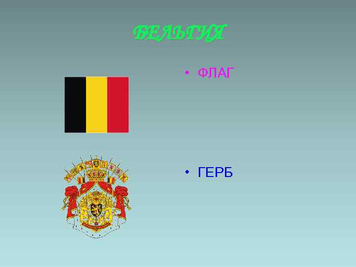 БЕЛЬГИЯ • ФЛАГ • ГЕРБ 