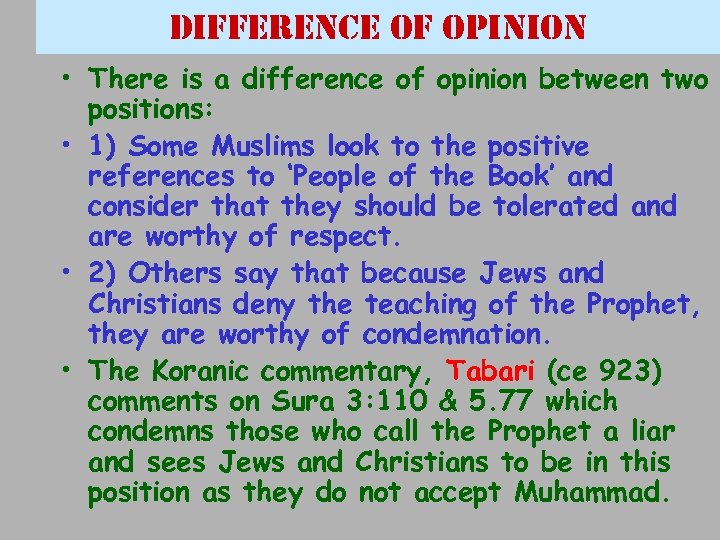 difference of opinion • There is a difference of opinion between two positions: •